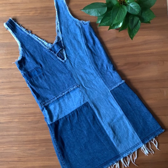 Paige Jeans Patchwork Raw Edge Dress Size Small - Picture 4 of 6